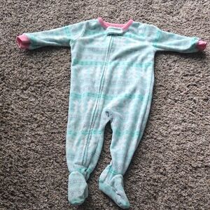 Carter's Mint and Pink Patterned Footie